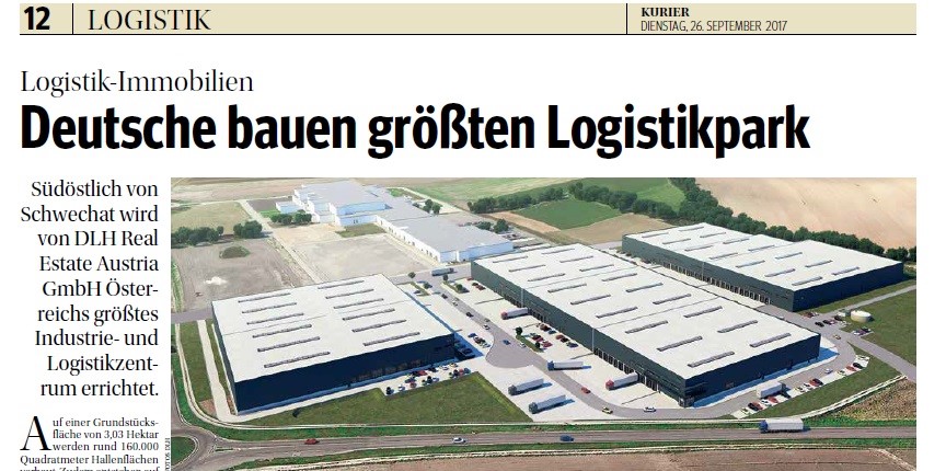 "Deutsche bauen größten Logistikpark" - Kurier Logistik-Beilage 26.9.2017